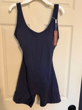 Navy One-Piece Workout Romper